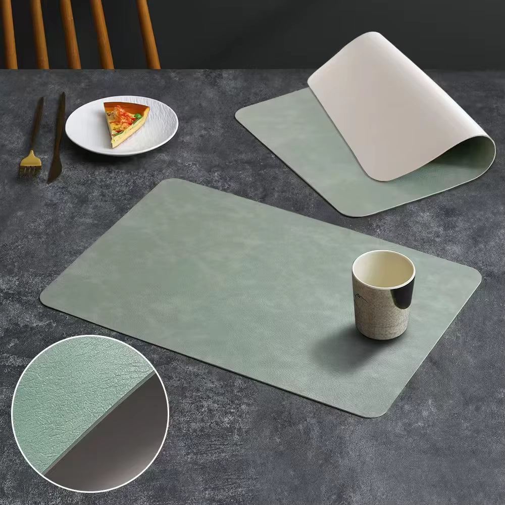 Faux Leather Placemats - Set of 1/4/6 Pieces, Heat Resistant, Non-Slip, Waterproof, Double-Sided Kitchen Dining PU Table Mats