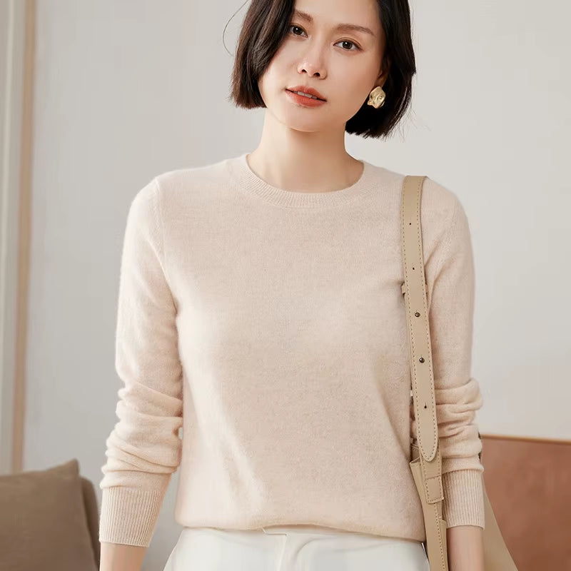 100% Pure Goat Cashmere Knitted Pullovers Hot Sale O-Neck Sweaters Women Soft High Quality Ladies Jumpers Clothes