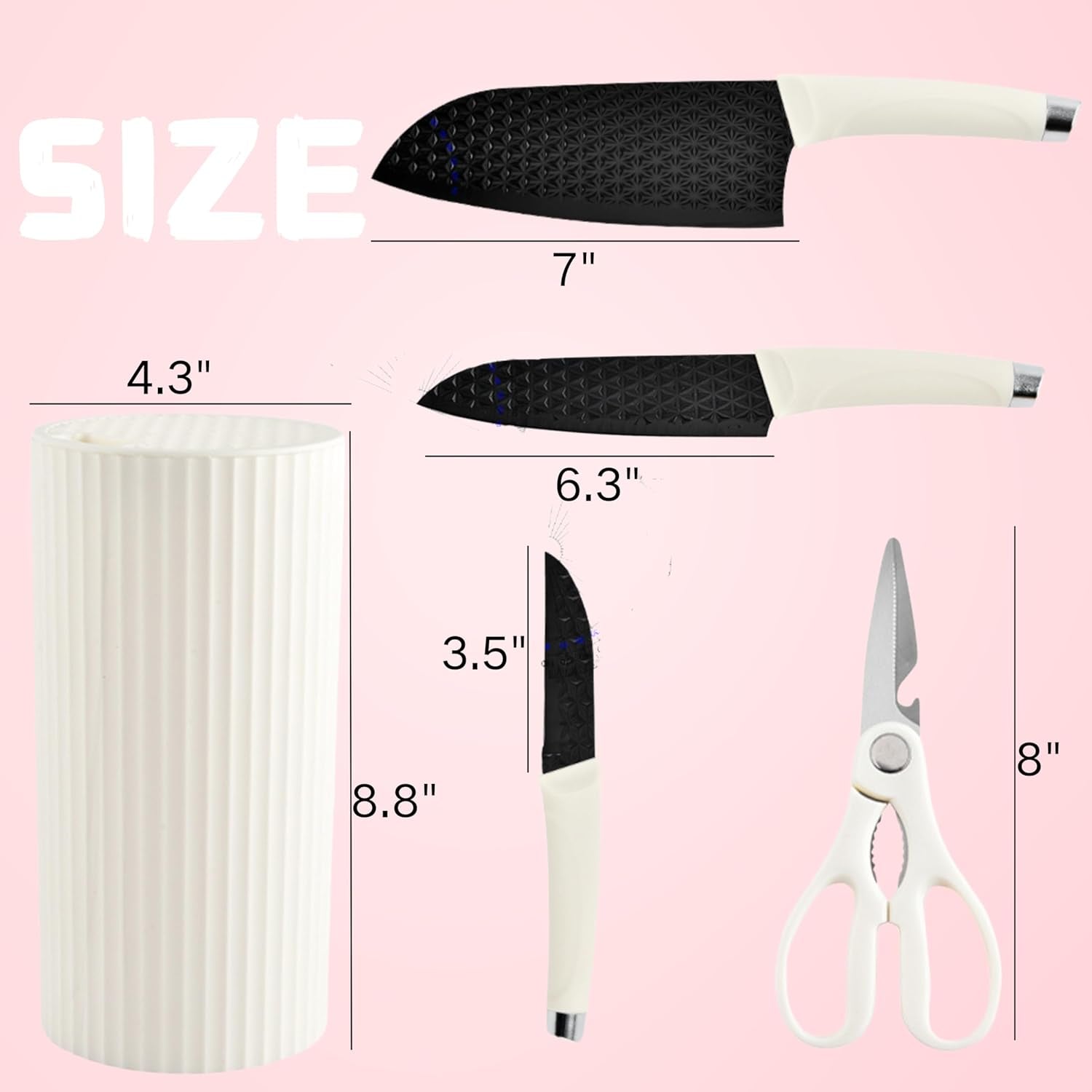 5PCS Knife Set with Universal Block, Sharp Knife Set with Scissors for Heavy-Duty Chopping, RV Apartments New Home Essentials, Non-Stick Coated Blade, Dishwasher Safe