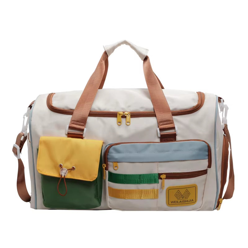 Women Gym Bag Large Capacity Handbag Multifunctional Sport Bags Lightweight Gym Fitness Training Crossbody Bag Short Trip Duffel