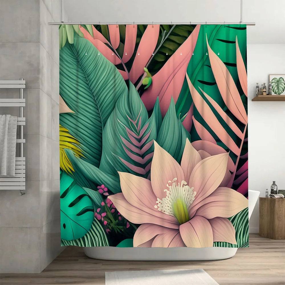 Animal Print Shower Curtain Featuring Playful Dogs Waterproof Bath Fabric Decorative Home Bathroom Accessories with Hook Rings S