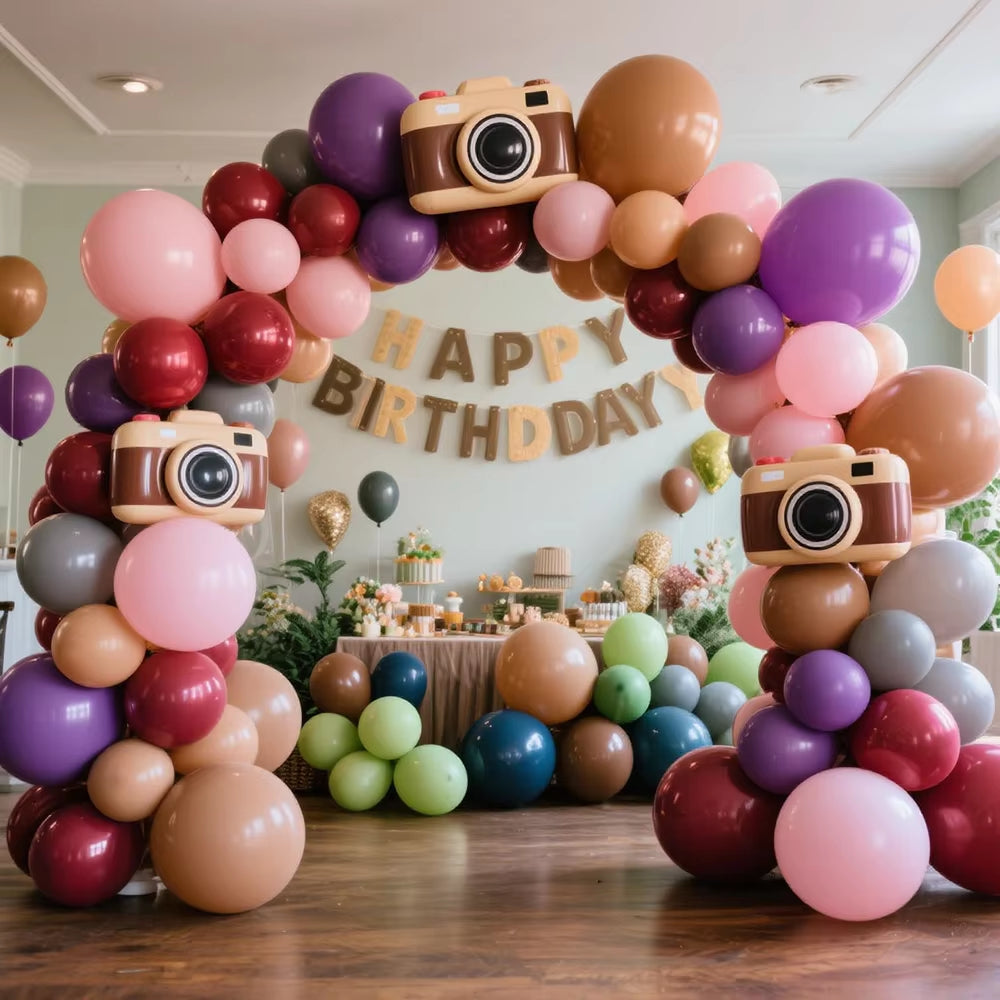 50/100 Pieces Retro Mixed Balloons in Orange, Brown, Avocado, and Night Blue for Thanksgiving Woodland Theme Party Decoration