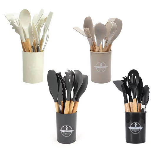 4 Sets of 12-Piece Food Grade Silicone Kitchen Utensil Set with Non-Stick Cookware Accessories - Free Shipping in the USA