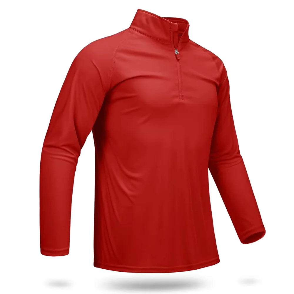 UPF 50+ T-Shirts Men'S 1/4 Zip UV Protection Long Sleeve T Shirts Fishing Hiking Performance Tee Shirts Pullover Tops