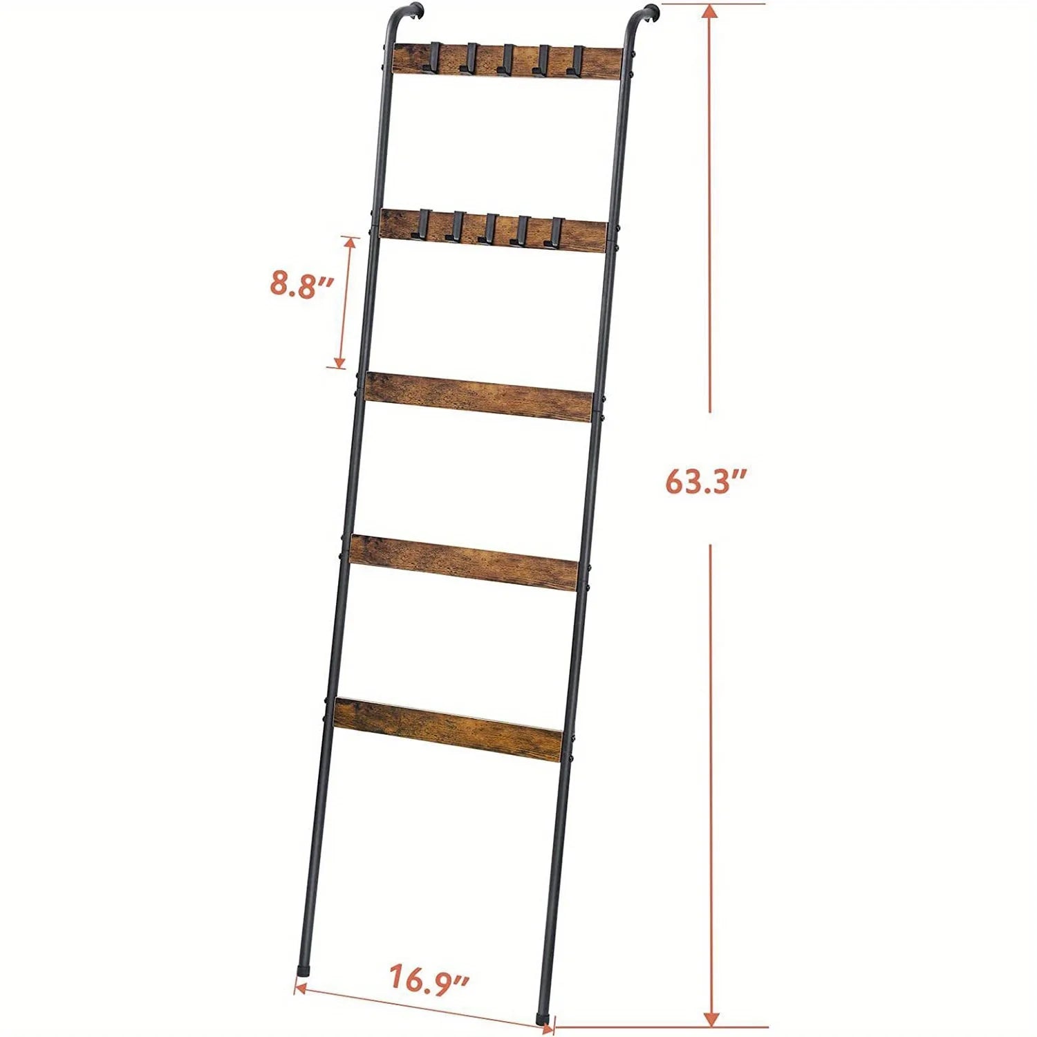 Blanket Ladder, a Five-Tier Blanket Storage Rack Equipped with 10 Detachable Hooks