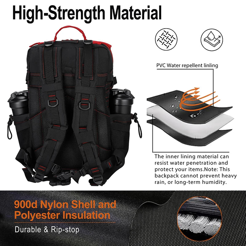 25L/35L/45L Gym Backapck Tactical Athlete Sports Fitness Bag Exercise Workout Weekend Travel Daypack with Bottle Holder