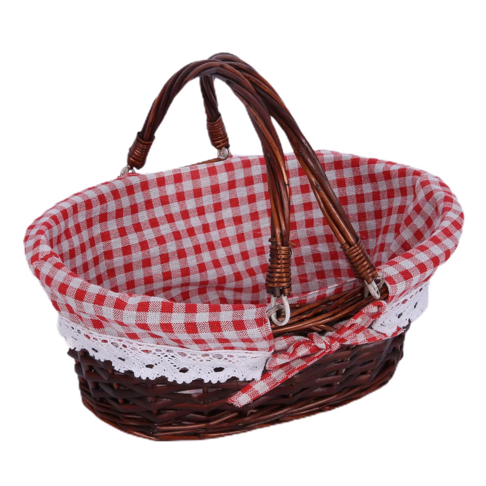 ZK30 Rustic Willow Wicker Picnic Basket with Handle for Outdoor Activities