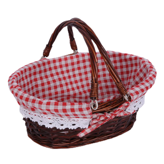 ZK30 Rustic Willow Wicker Picnic Basket with Handle for Outdoor Activities