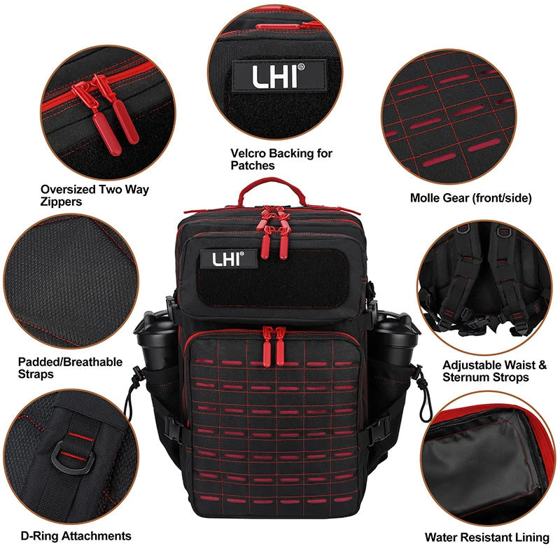 25L/35L/45L Gym Backapck Tactical Athlete Sports Fitness Bag Exercise Workout Weekend Travel Daypack with Bottle Holder