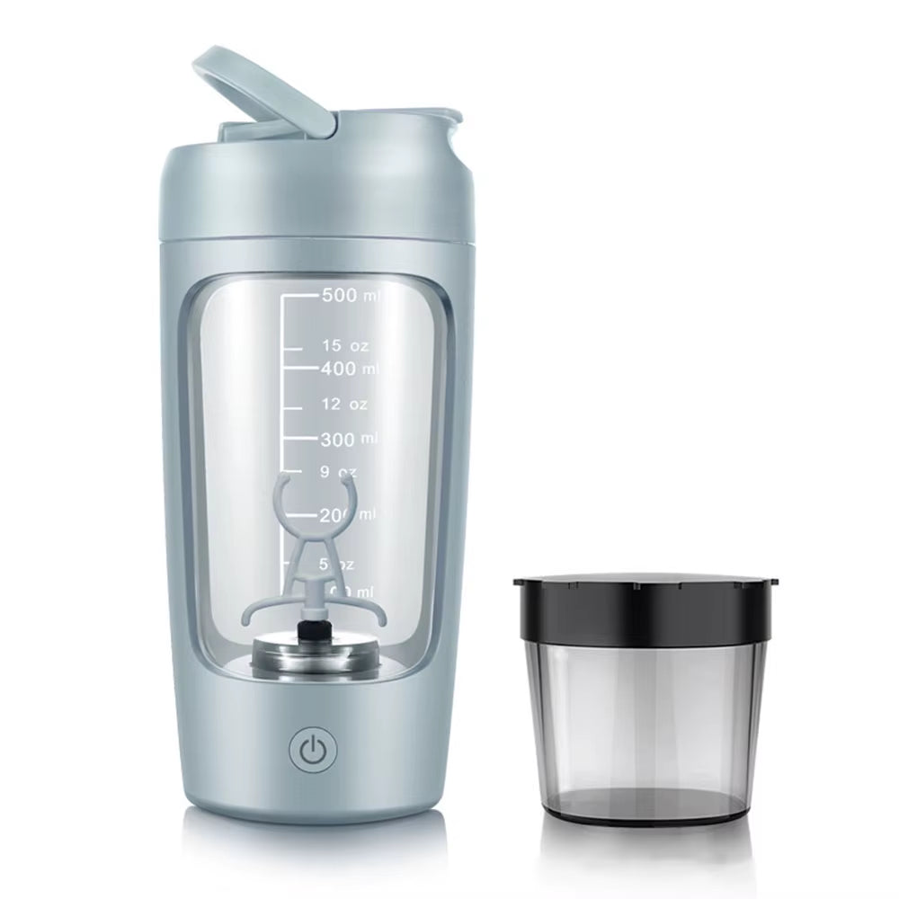 650Ml Electric Protein Shaker Cup with Powder Storage Container Mixer Cup Gym Sport Water Bottles with Wire Whisk Ball Drinkware