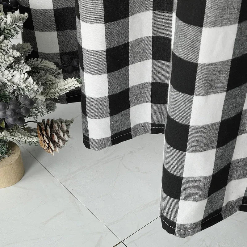 Black White Gingham Curtains Panels for Living Room Plaid Drape Kitchen Bedroom Rod Pocket Blackout Checkered Top Window Curtain