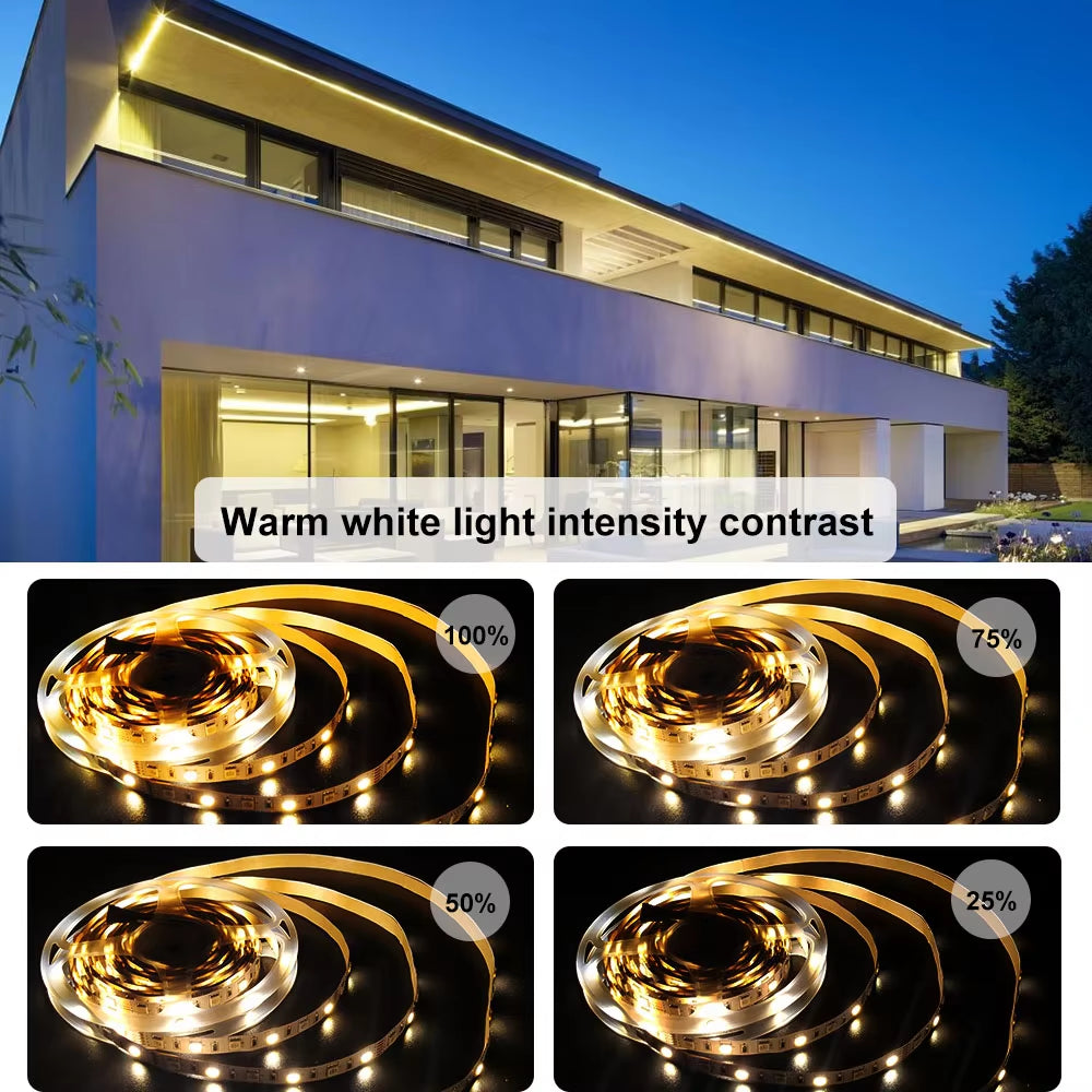 30M 5050 RGBWW LED Light Strip with Bluetooth App Control and US Power Supply for Home and Party Decoration