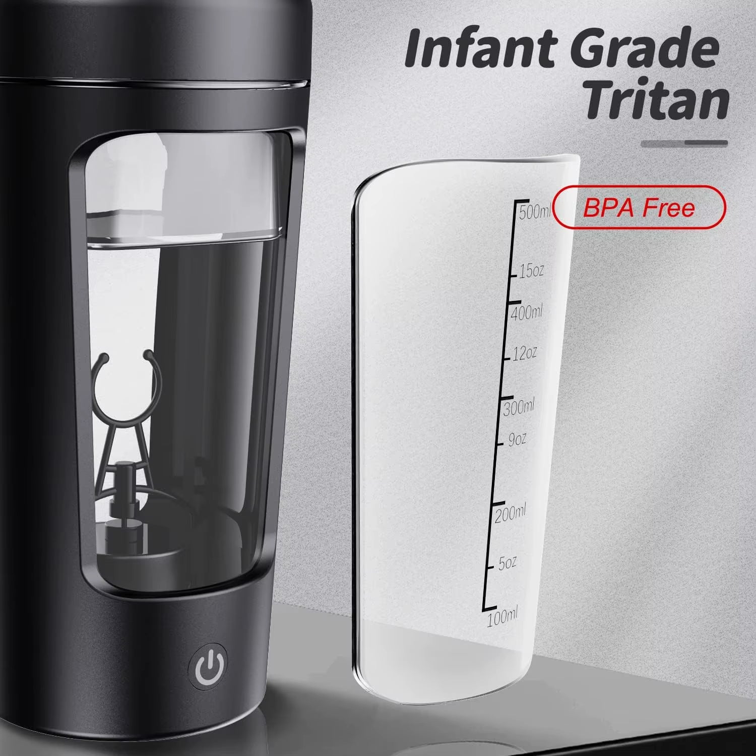 650Ml Electric Protein Shaker Cup with Powder Storage Container Mixer Cup Gym Sport Water Bottles with Wire Whisk Ball Drinkware
