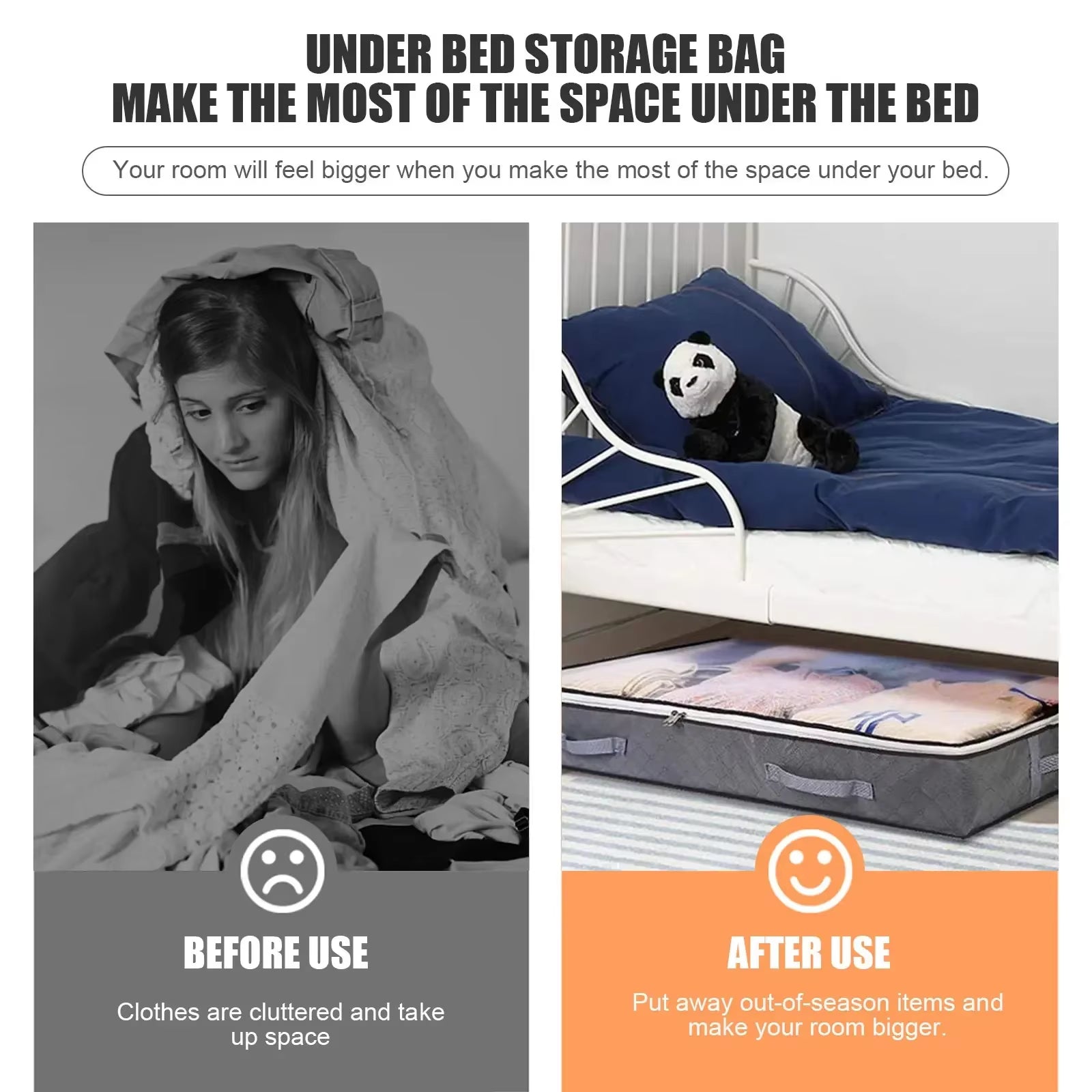 Large Capacity Foldable Quilt Storage Bags - Underbed Dustproof Storage Boxes for Clothes and Bedding (1-6 PCS)