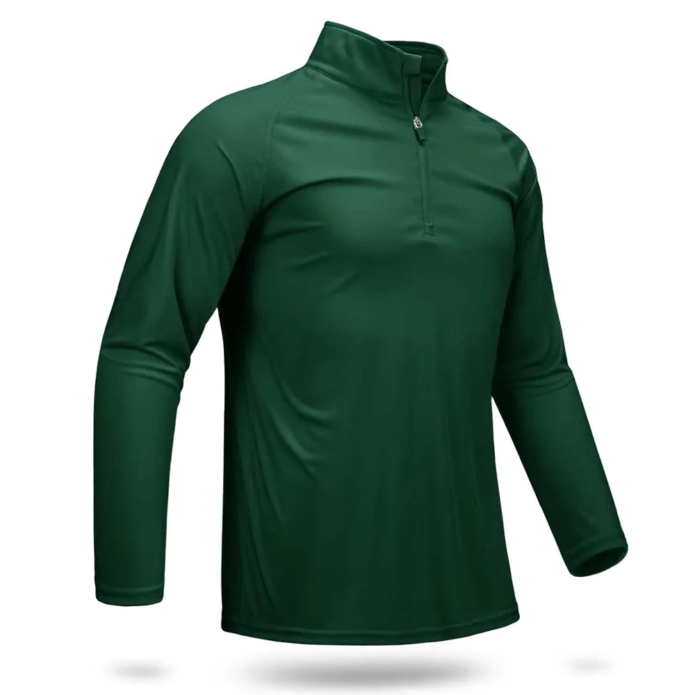 UPF 50+ T-Shirts Men'S 1/4 Zip UV Protection Long Sleeve T Shirts Fishing Hiking Performance Tee Shirts Pullover Tops