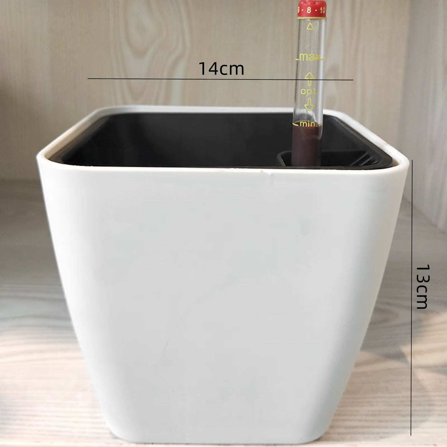 Self-Watering White Flower Pot with Water Level Indicator - Modern Decorative Planter