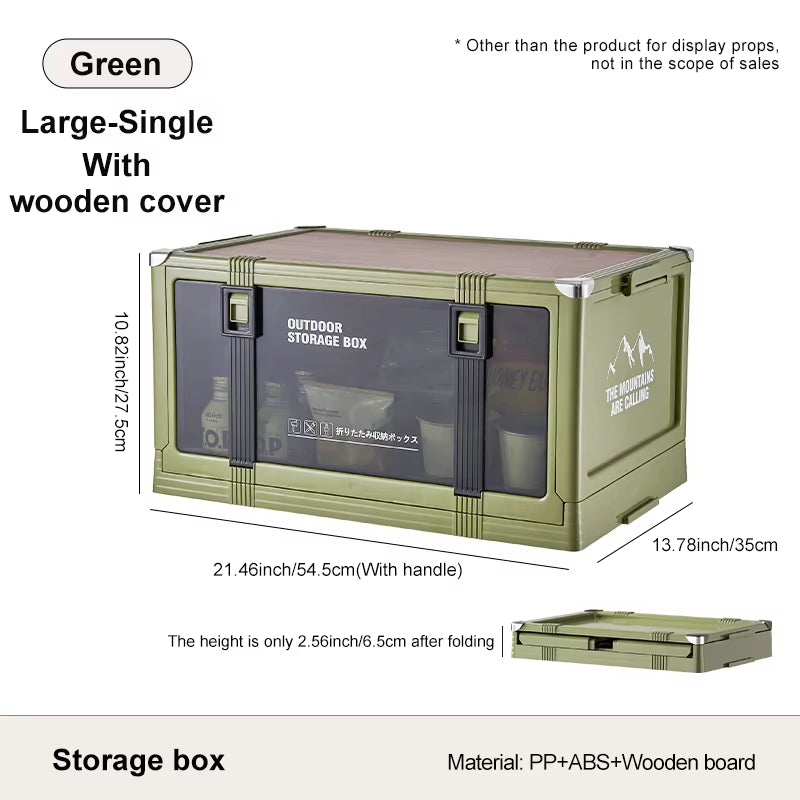 Multi-Layer Foldable Storage Box with Lid - Durable Trunk Organizer for Camping, Picnics, and Vehicle Storage