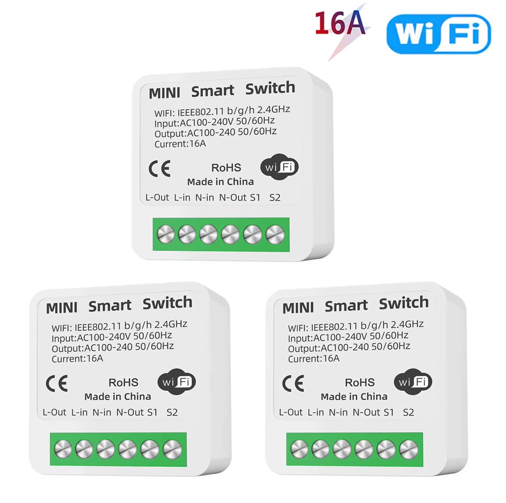 16A Tuya Wifi Smart Switch 2-Way Control with Energy Monitor Switch Mini Smart Breaker Smart Life Control Alexa via Google Home