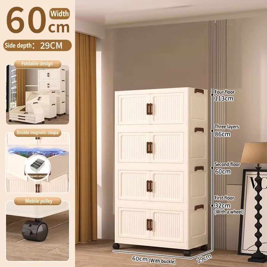 Extra Large Capacity Foldable Storage Cabinet for Household Items, Clothes, Toys, and Snacks