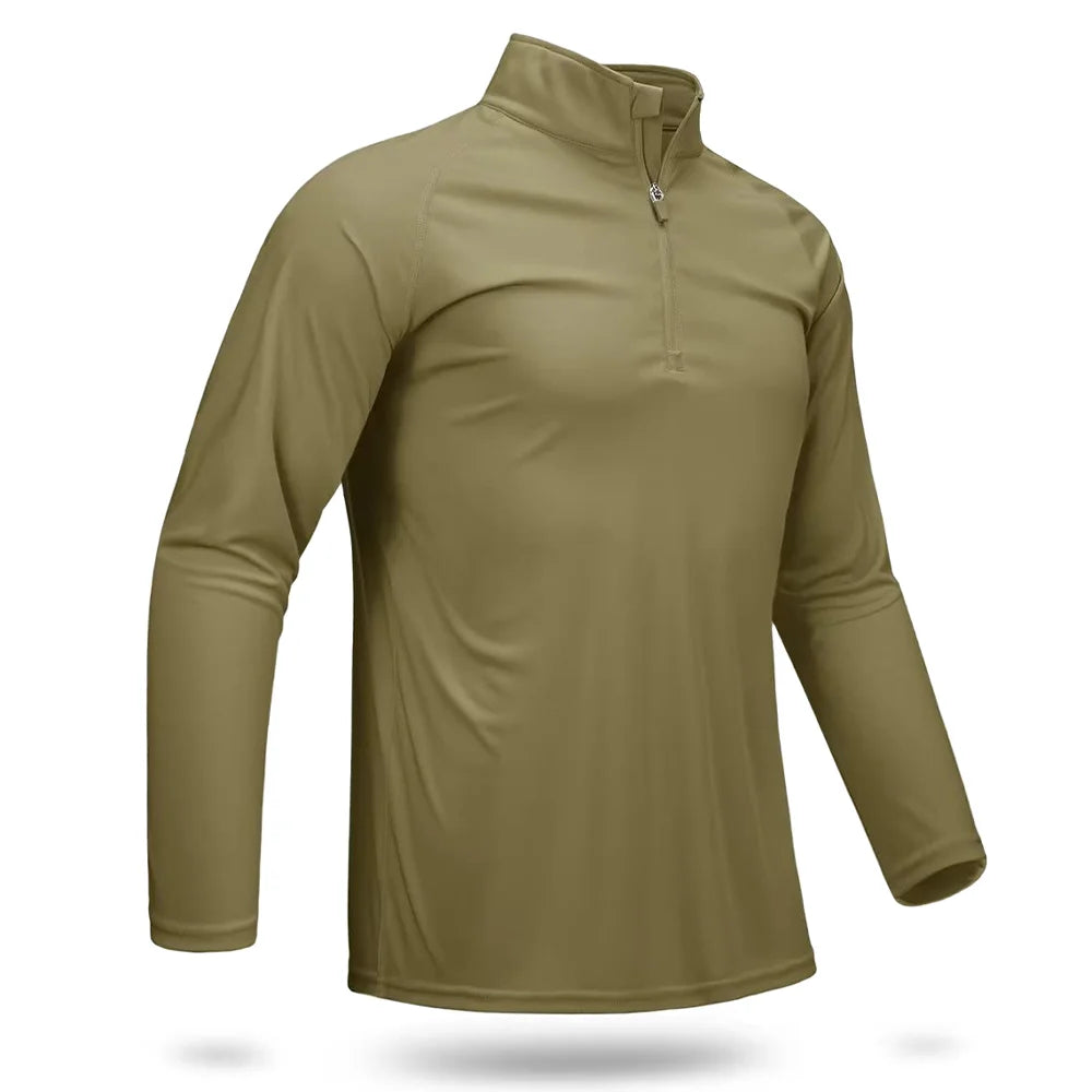 UPF 50+ T-Shirts Men'S 1/4 Zip UV Protection Long Sleeve T Shirts Fishing Hiking Performance Tee Shirts Pullover Tops