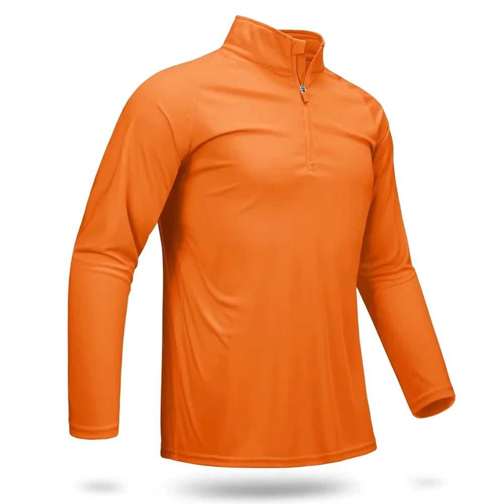 UPF 50+ T-Shirts Men'S 1/4 Zip UV Protection Long Sleeve T Shirts Fishing Hiking Performance Tee Shirts Pullover Tops
