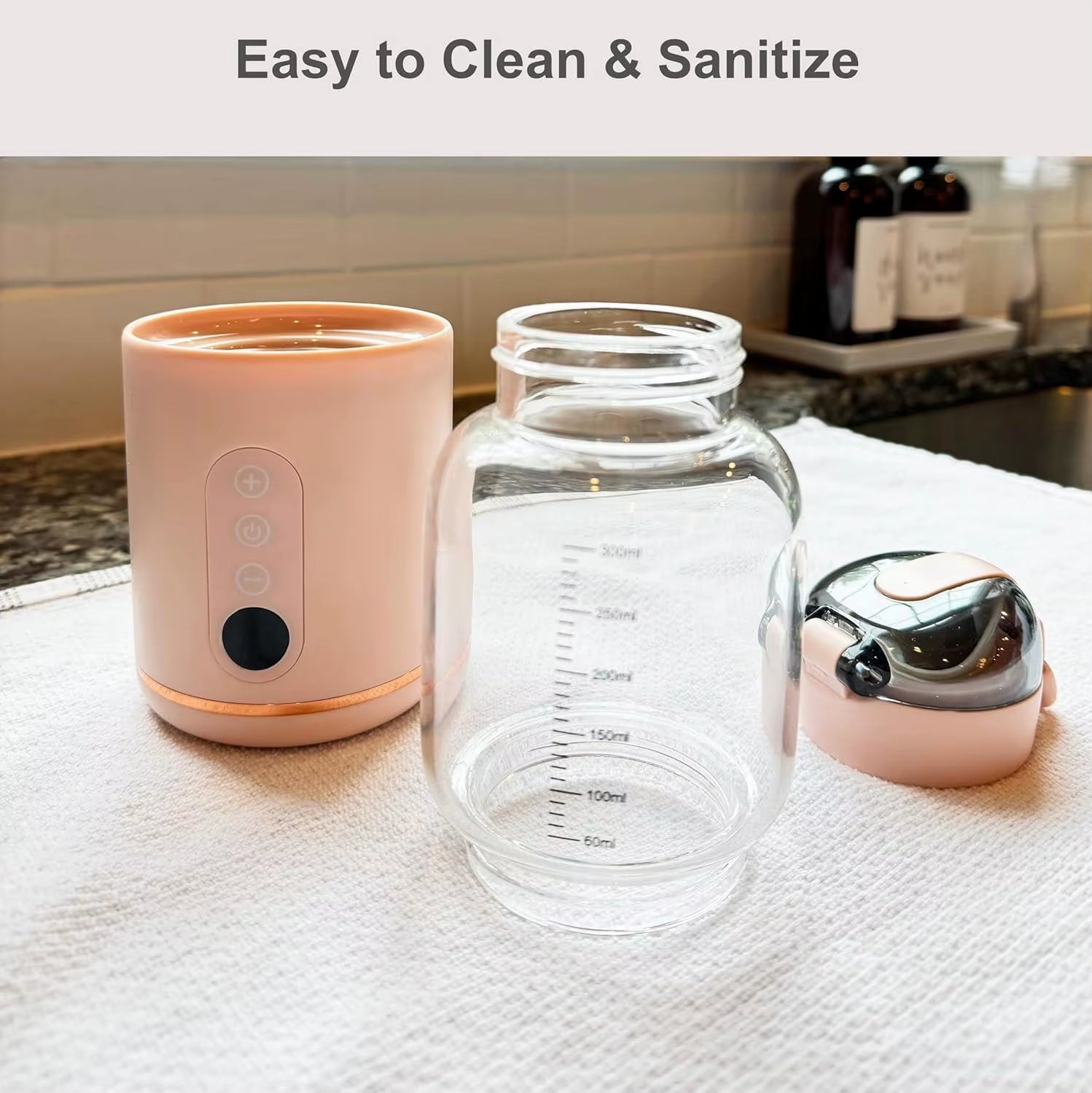 Wirless Electric Baby Bottle Heater for Milk USB Rechargeable +1/+1℃ Temperature Control & Display Portable Baby Bottle Warmer