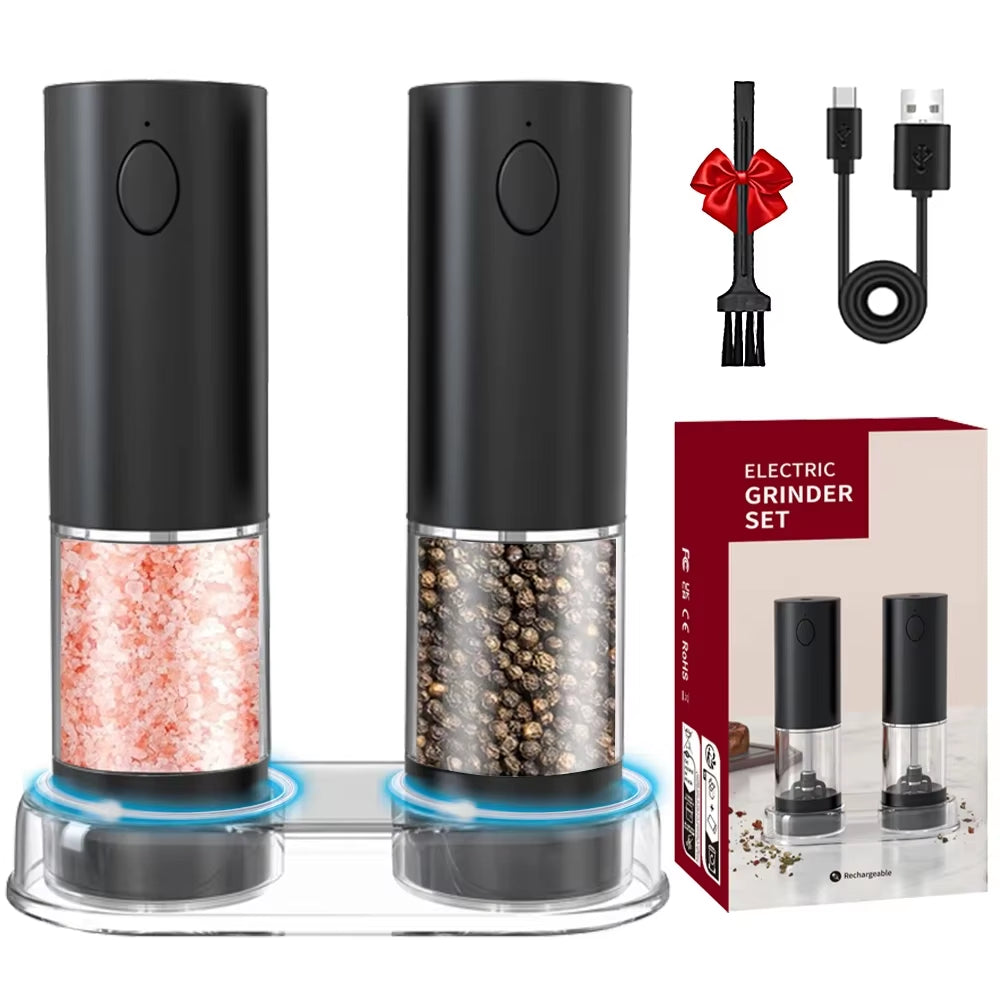 Stainless Steel Electric Pepper Grinder - USB Rechargeable Adjustable Coarseness Spice Mill for Kitchen Use