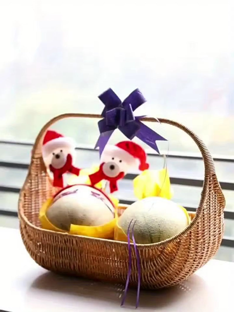 Nordic Handwoven Waterproof Storage Basket with Handle for Food, Fruits, and Bread - Durable Tote for Picnics and Carrying Essentials