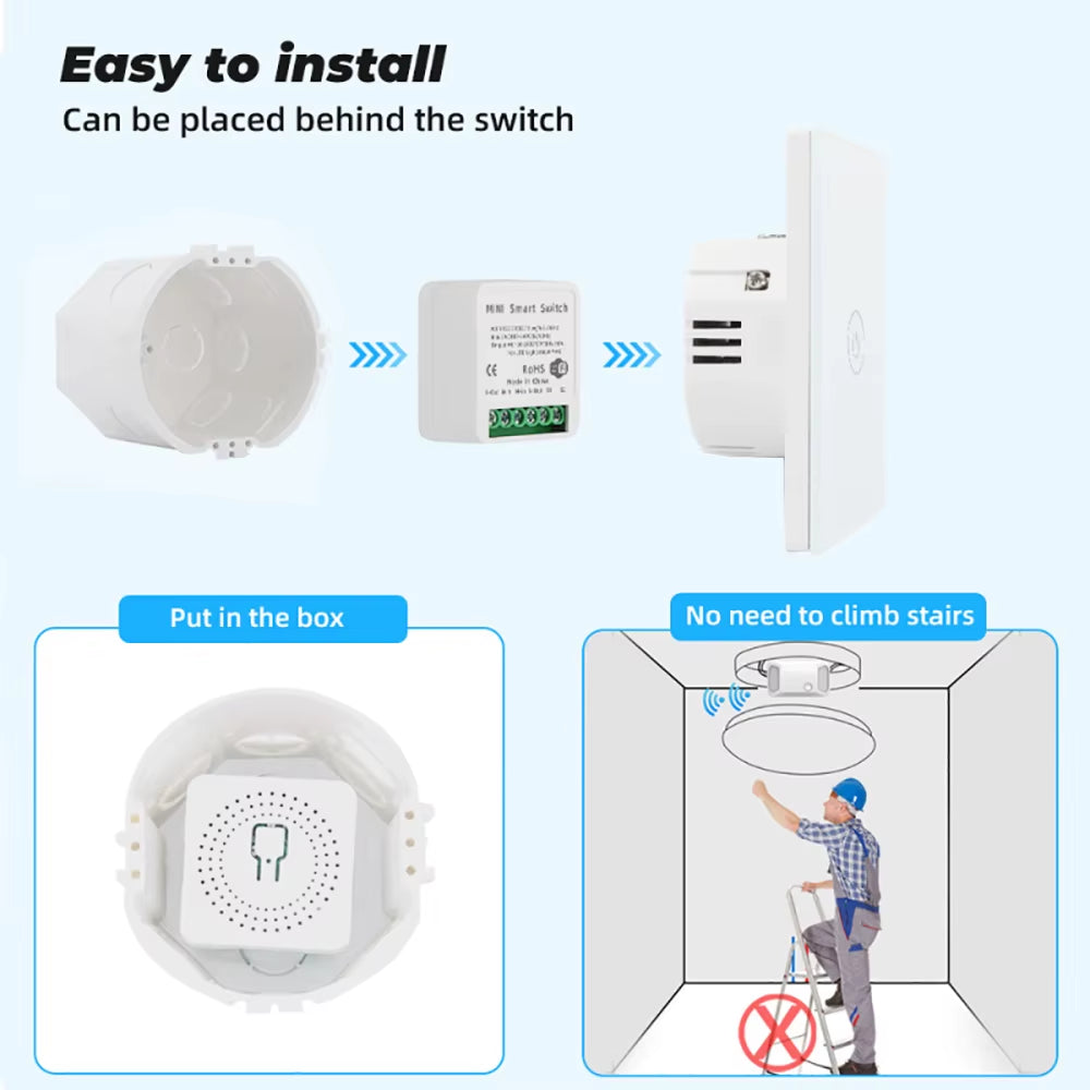 16A Tuya Wifi Smart Switch 2-Way Control with Energy Monitor Switch Mini Smart Breaker Smart Life Control Alexa via Google Home