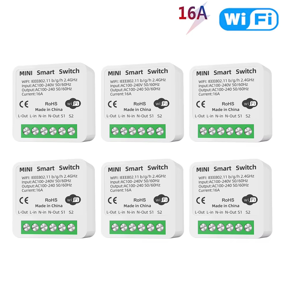 16A Tuya Wifi Smart Switch 2-Way Control with Energy Monitor Switch Mini Smart Breaker Smart Life Control Alexa via Google Home