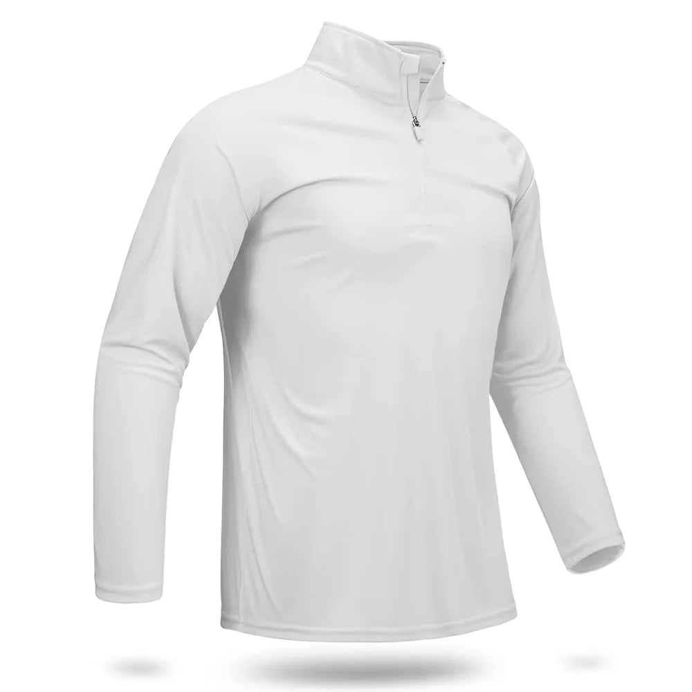 UPF 50+ T-Shirts Men'S 1/4 Zip UV Protection Long Sleeve T Shirts Fishing Hiking Performance Tee Shirts Pullover Tops
