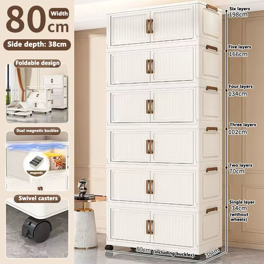 Extra Large Capacity Foldable Storage Cabinet for Household Items, Clothes, Toys, and Snacks
