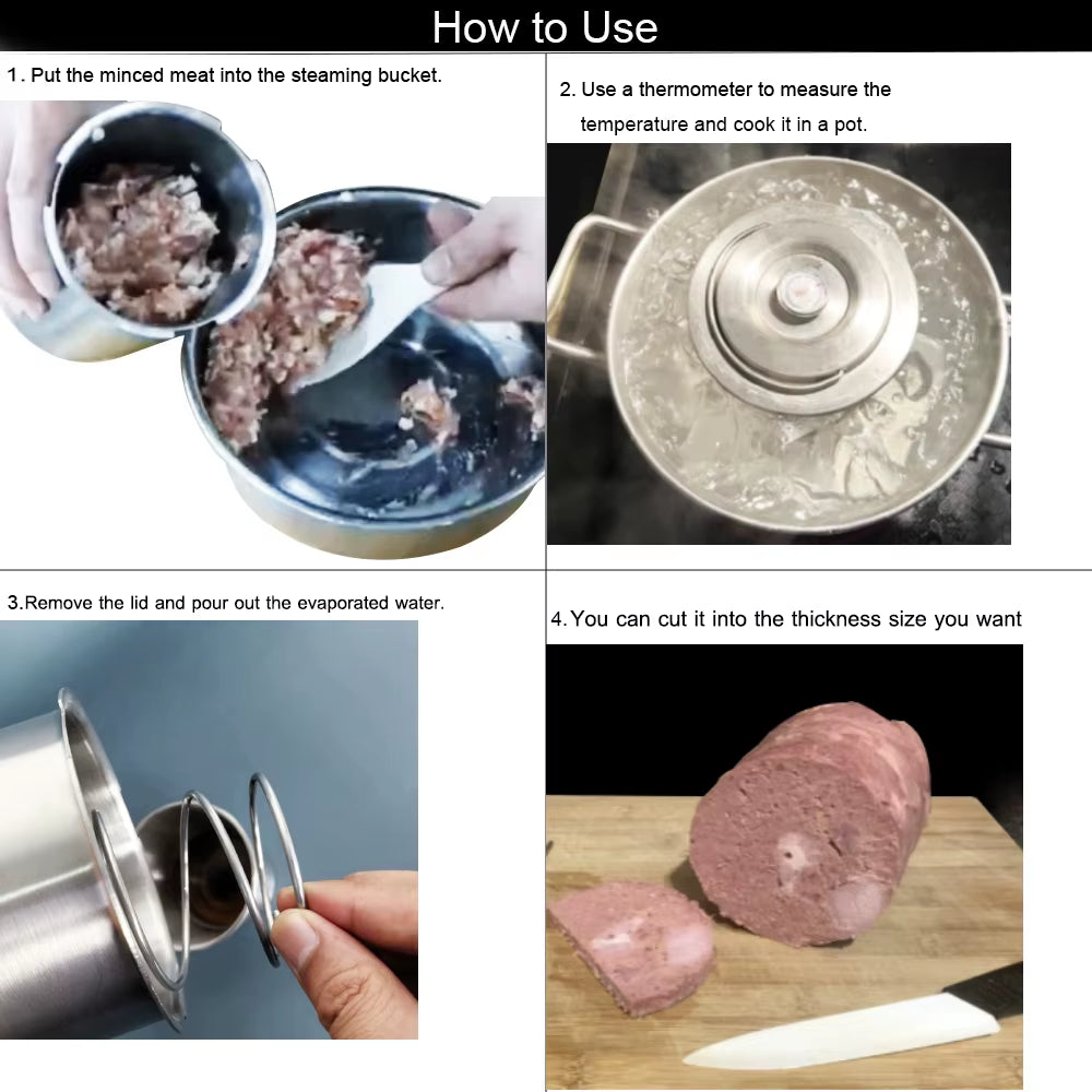 304 Stainless Steel Ham Press Maker with Thermometer - Professional Meat and Poultry Cooking Tool