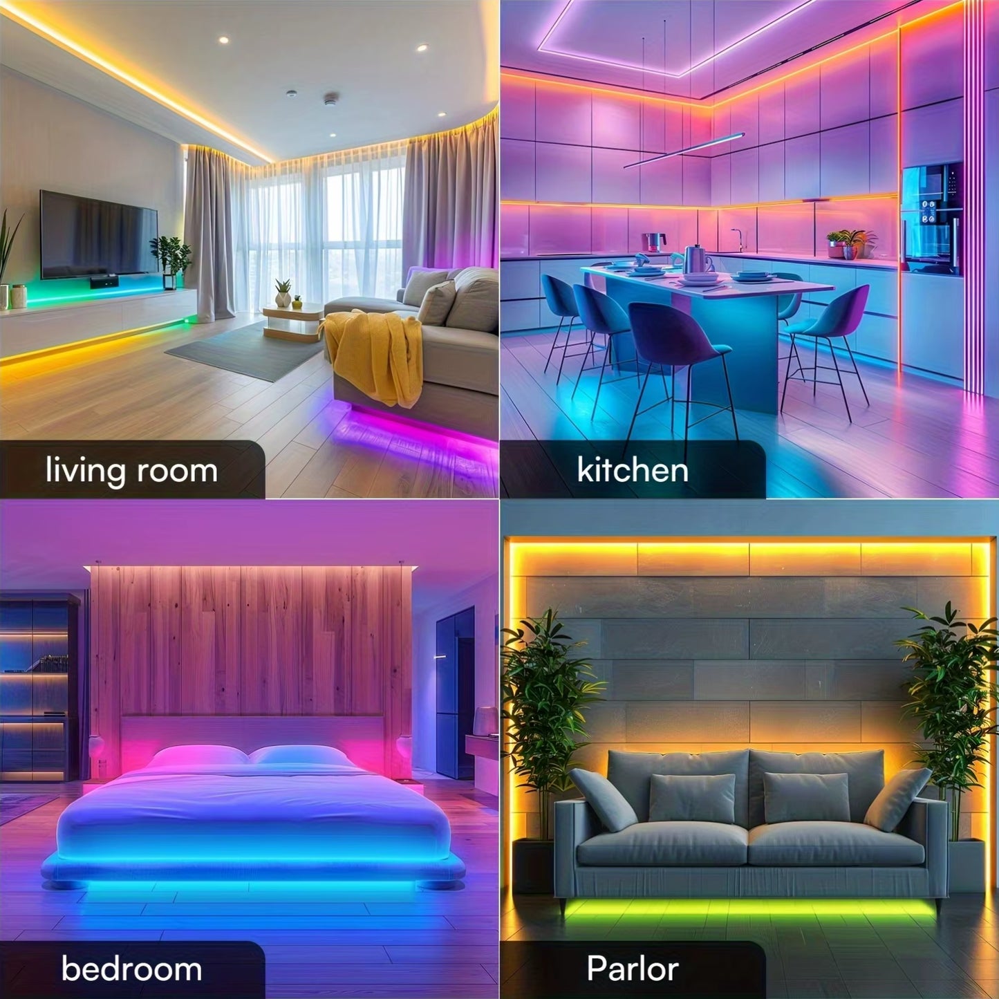 EU Plug DC24V RGB LED Strip Light - Flexible 10M, 30M, and 40M Options with APP Control for Ambient Room Lighting