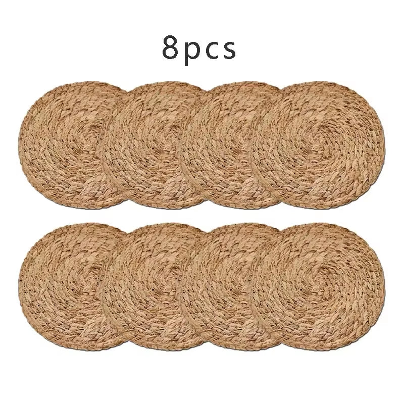 Handwoven Rattan Round Pot Mats - Natural Heat Insulation Placemats for Dining and Wedding Decor
