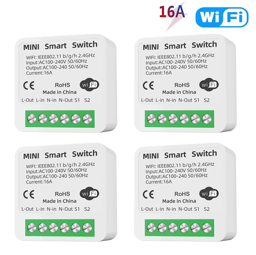16A Tuya Wifi Smart Switch 2-Way Control with Energy Monitor Switch Mini Smart Breaker Smart Life Control Alexa via Google Home