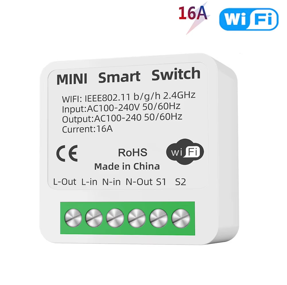 16A Tuya Wifi Smart Switch 2-Way Control with Energy Monitor Switch Mini Smart Breaker Smart Life Control Alexa via Google Home