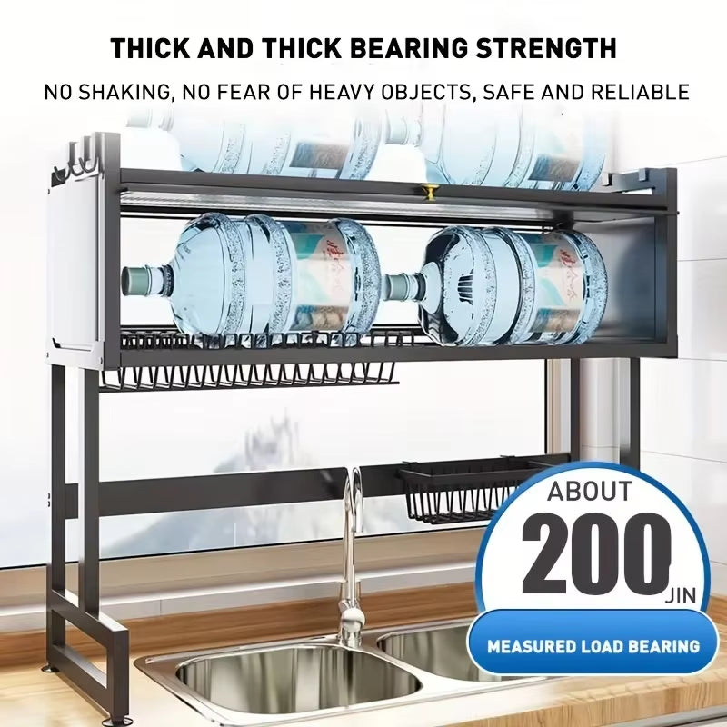 Multifunctional Black Metal Kitchen Storage Rack with Cabinet Door Access