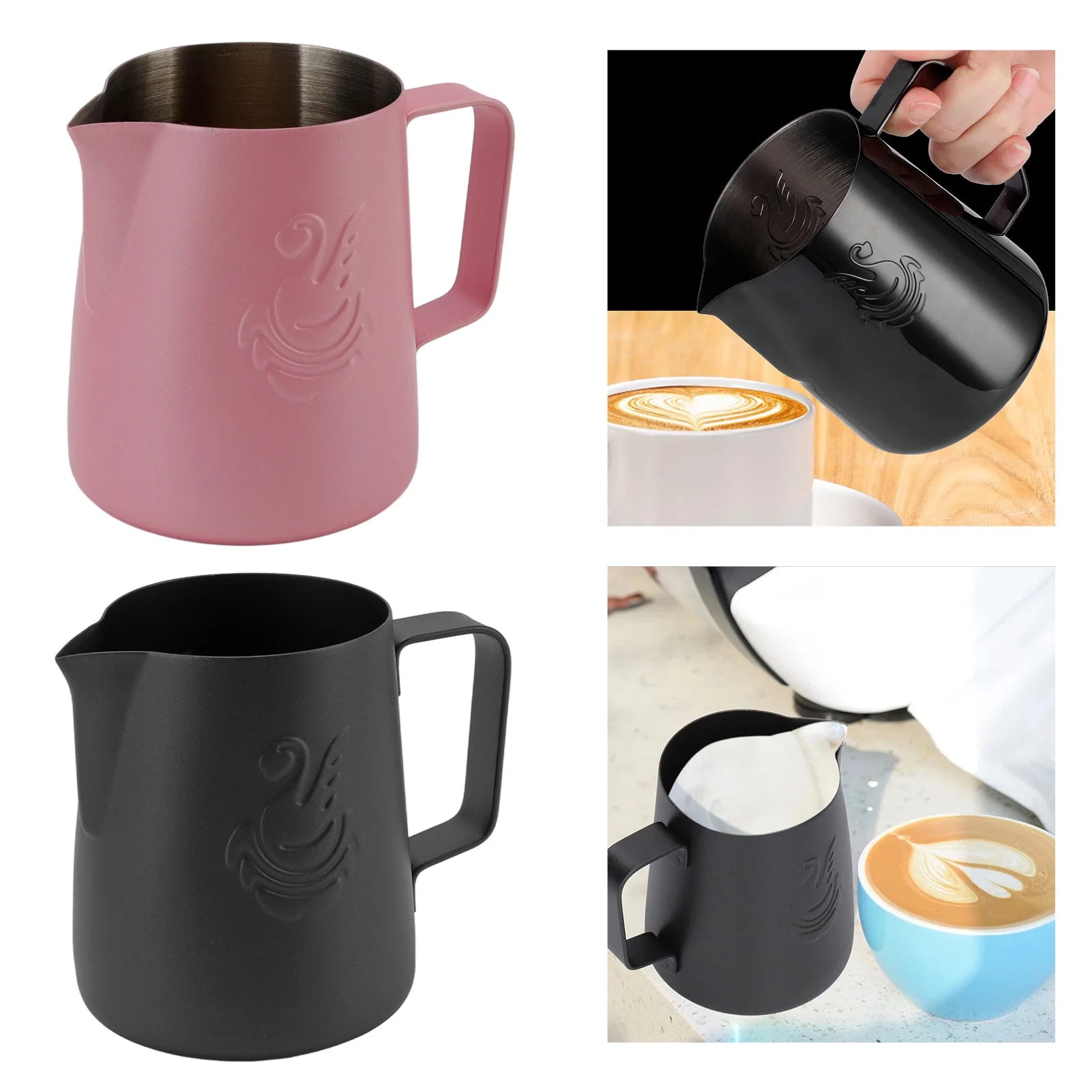 380Ml Milk Steaming Frothing Pitcher Stainless Steel Non-Stick Milk Jug Pull Flower Cup Perfect for Coffee Cappuccino Latte Art