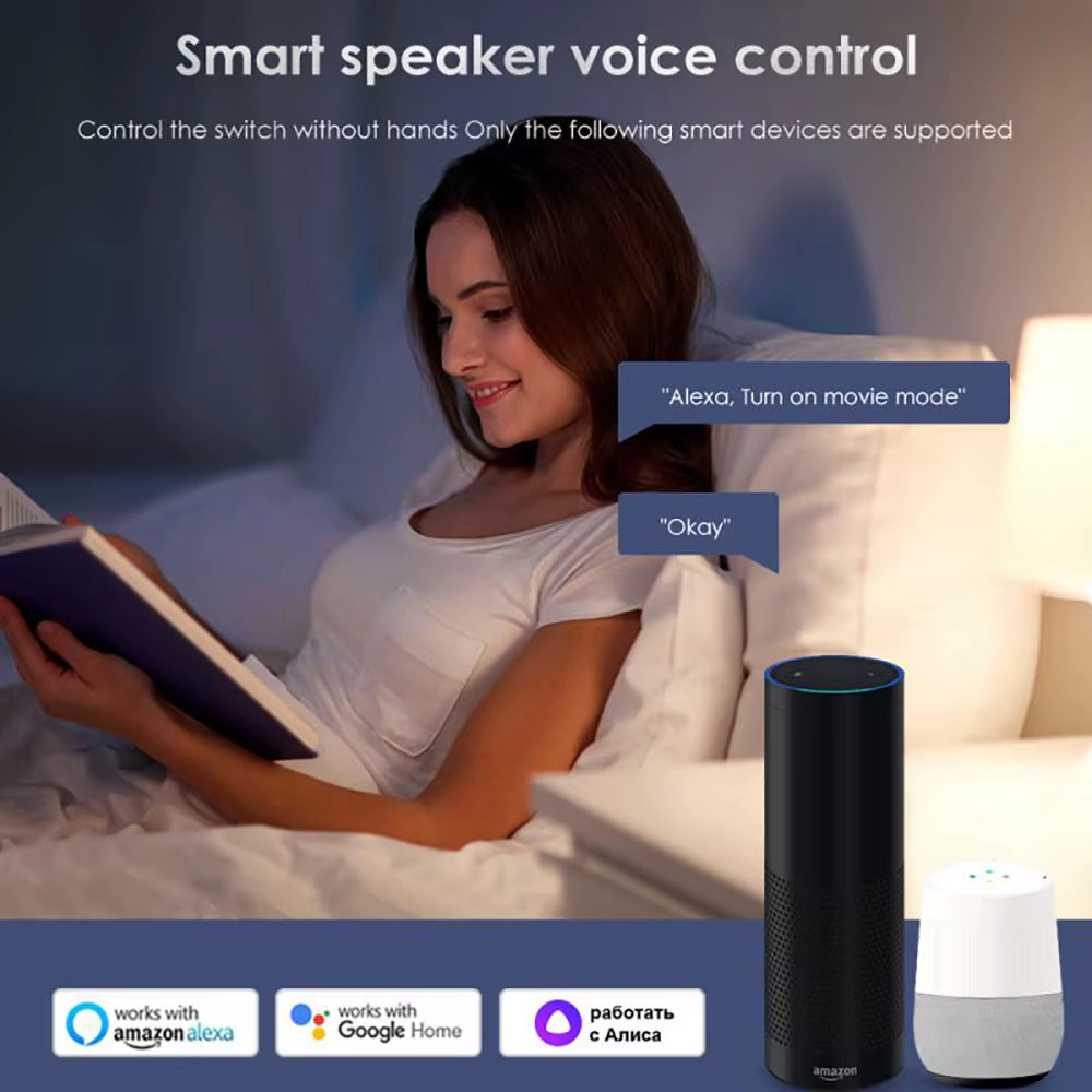 16A Tuya Wifi Smart Switch 2-Way Control with Energy Monitor Switch Mini Smart Breaker Smart Life Control Alexa via Google Home
