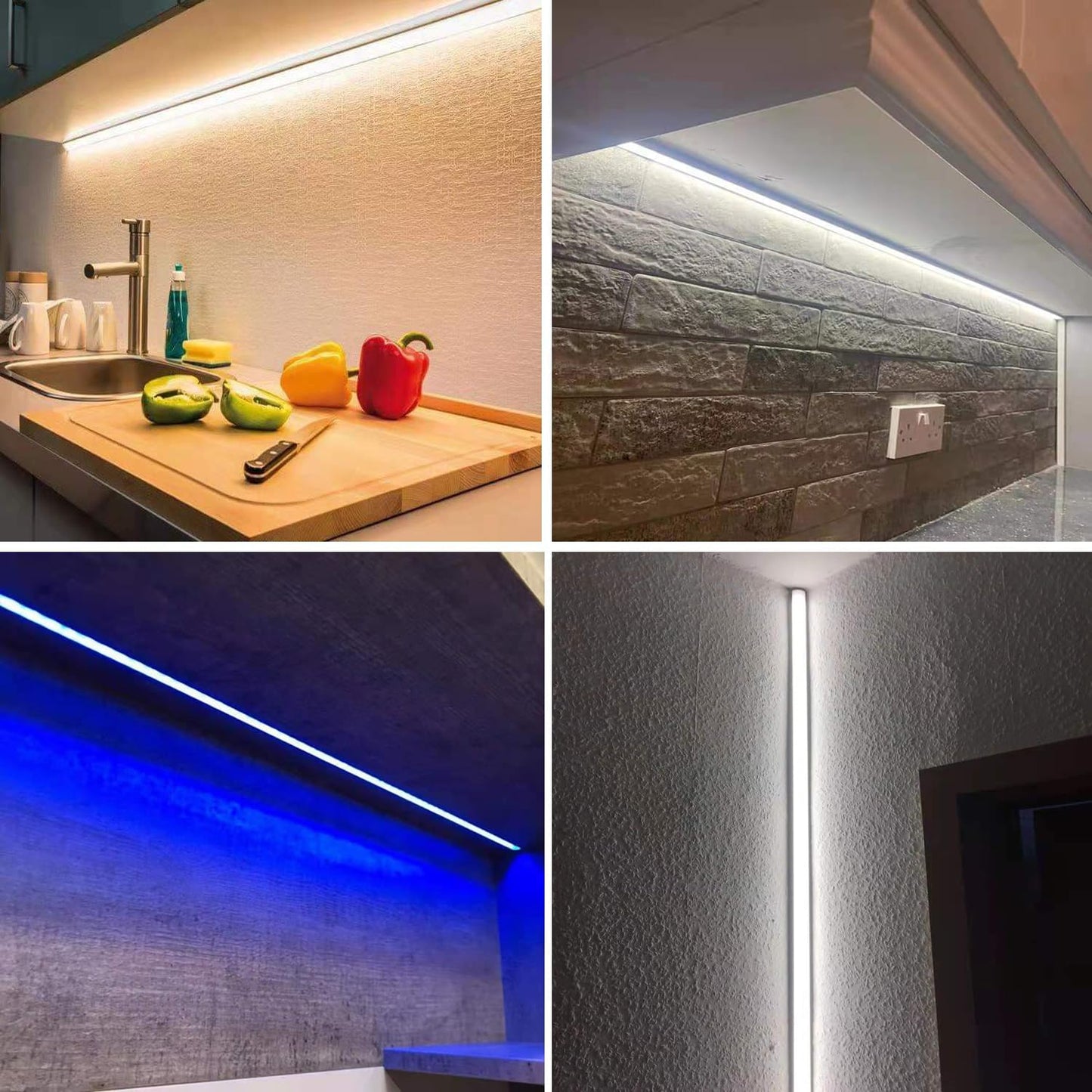 10Pack 3.3Ft/1M Black LED Aluminum Channel,Led Strip Light Diffuser Aluminum Channel Profile Housing Extrusion for under Cabinet Counter and Stairs (Black-10Pack 3.3Ft)