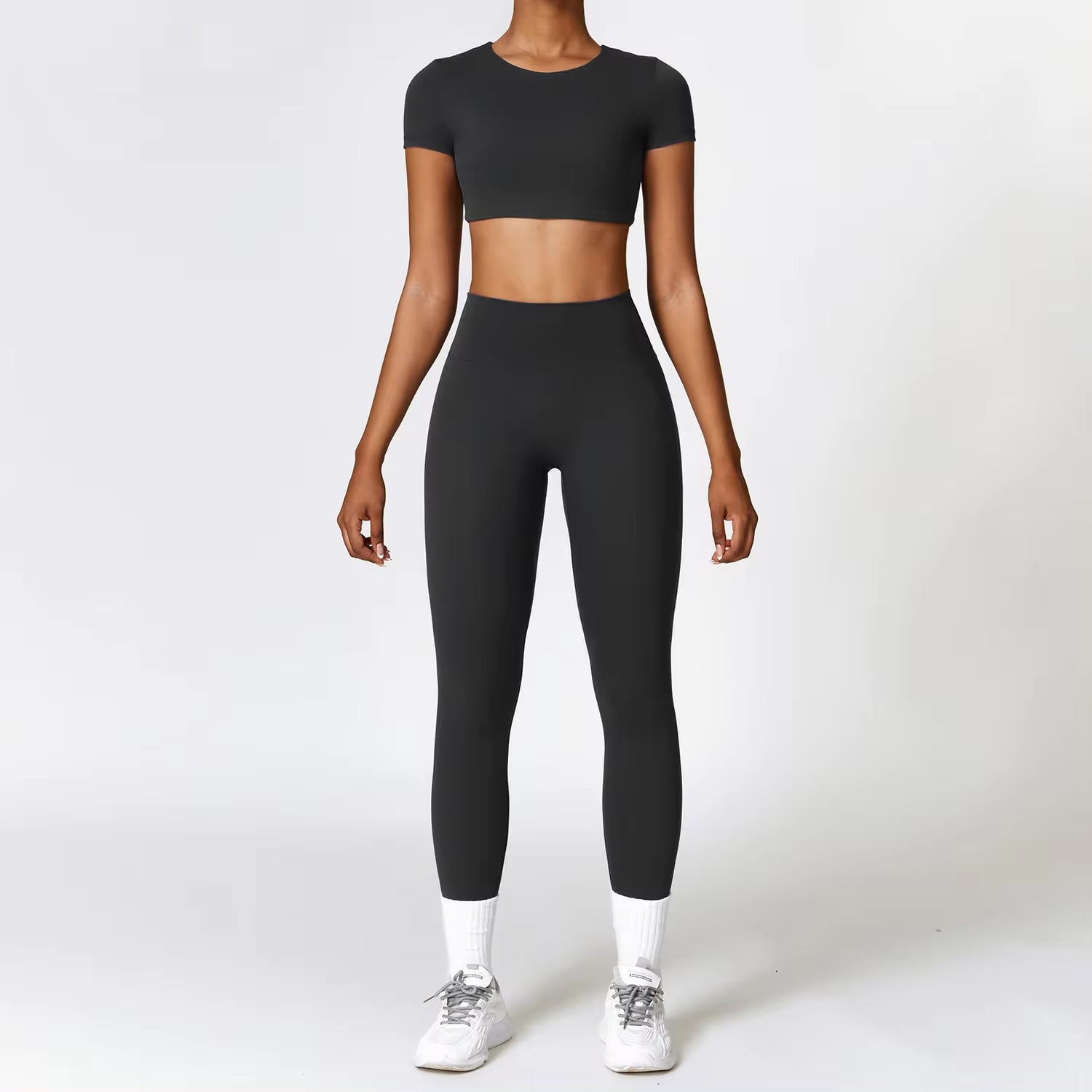 2PCS Seamless Yoga Set Women Workout Set Sportswear Gym Clothing Fitness Long Sleeve Crop Top High Waist Leggings Sports Suits