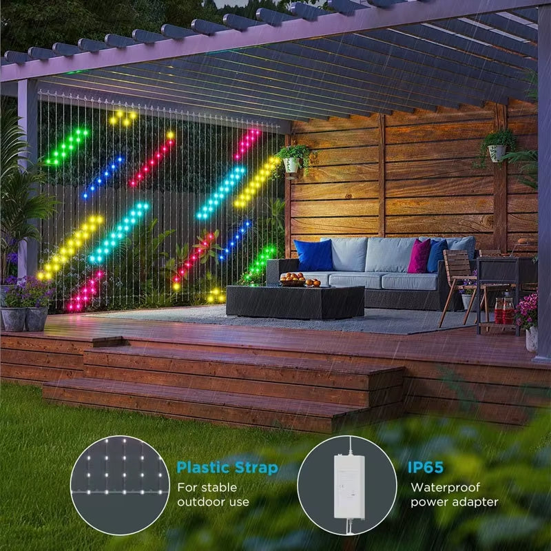 Smart LED Curtain Lights with 400 RGB+IC Color Changing LEDs, 6.6 x 6.6 Feet Indoor Dynamic DIY Pattern String Lights