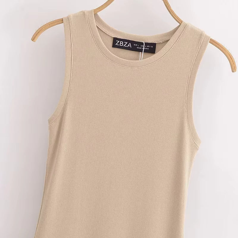 Khaki Elegant Long Dresses 2025 Women'S Spring Sleeveless Black Dresses Fashion Casual Party Y2K Dress Vestidos for Female