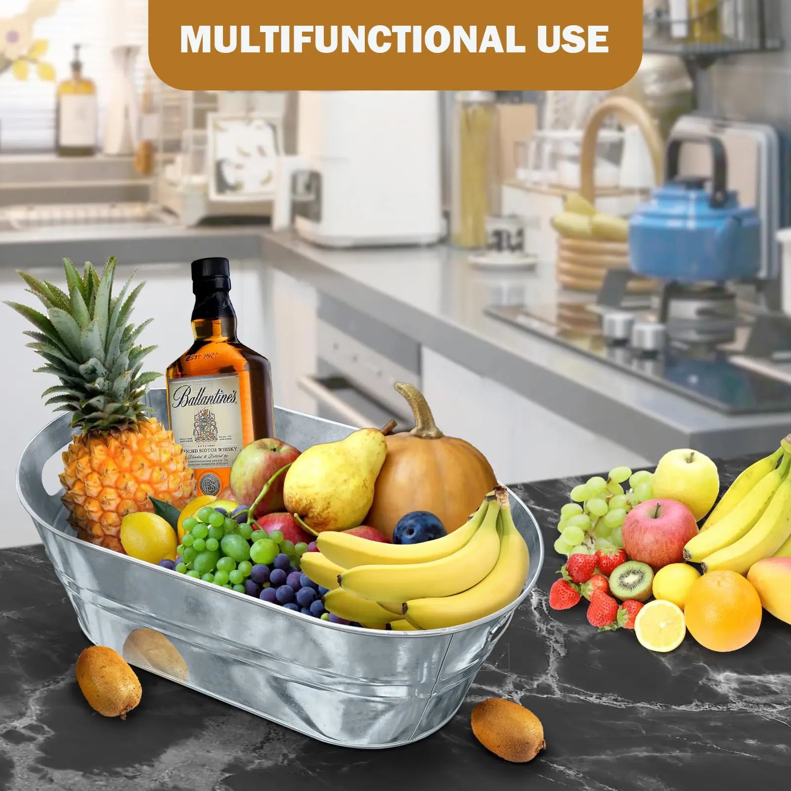 4Pcs/Set Oval Galvanized Beverage Tub Chill Drink Beer Bucket Drink Cooler Ice Bucket for Home Parties Mulcifunction Use