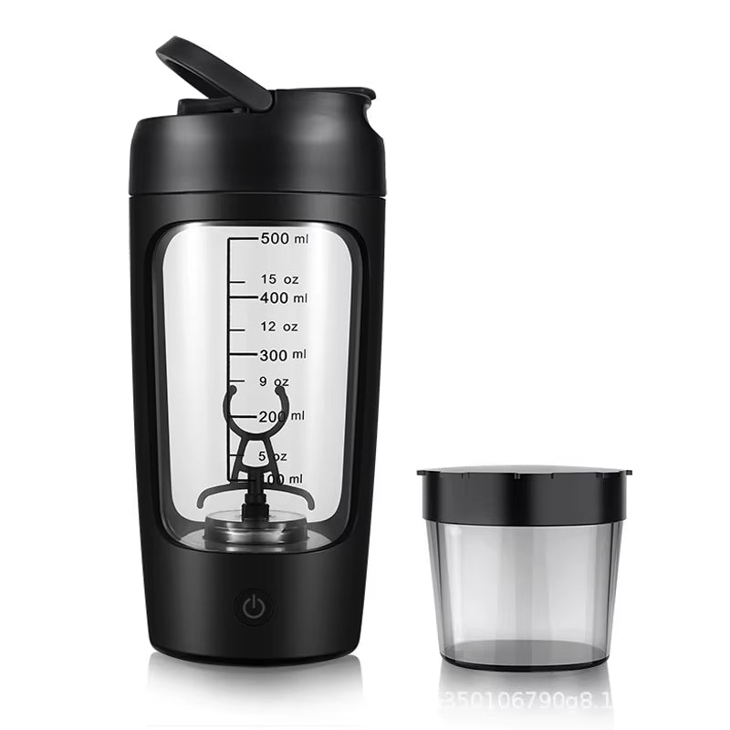 650Ml Electric Protein Shaker Cup with Powder Storage Container Mixer Cup Gym Sport Water Bottles with Wire Whisk Ball Drinkware
