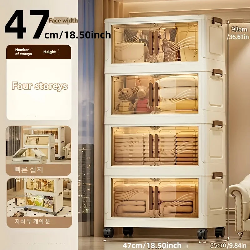 Foldable Storage Box with Transparent Door - Ample, Sturdy, and Effortless Assembly - Perfect for Organizing Apparel, Literature, Toys, and More