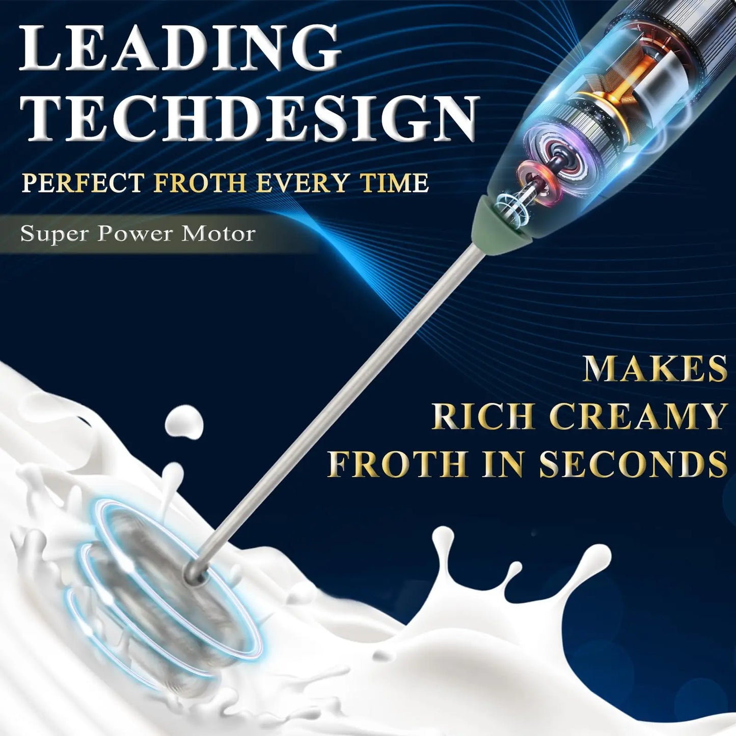 Electric Rechargeable Handheld Milk Frother and Foam Maker for Lattes and Coffee
