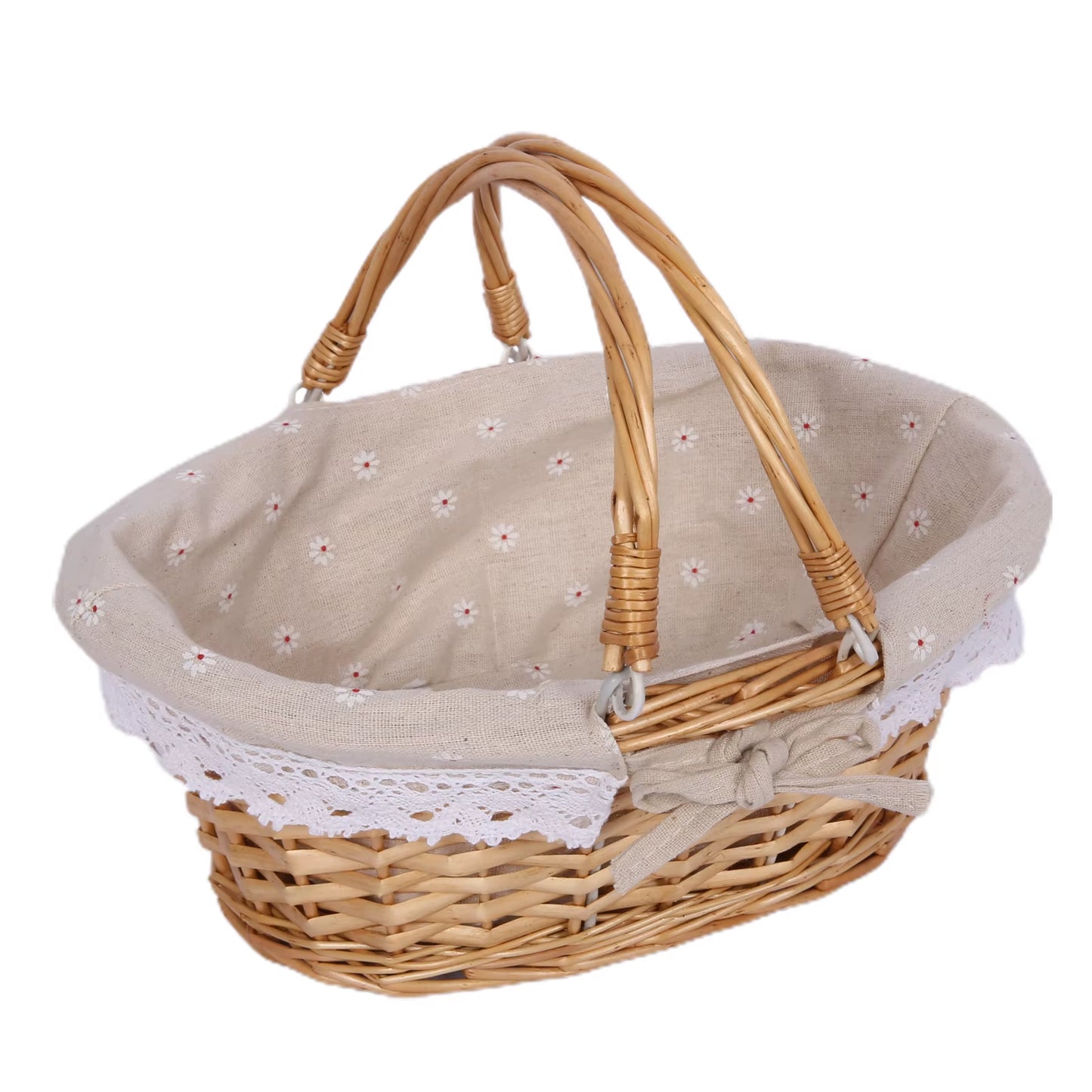 ZK30 Rustic Willow Wicker Picnic Basket with Handle for Outdoor Activities