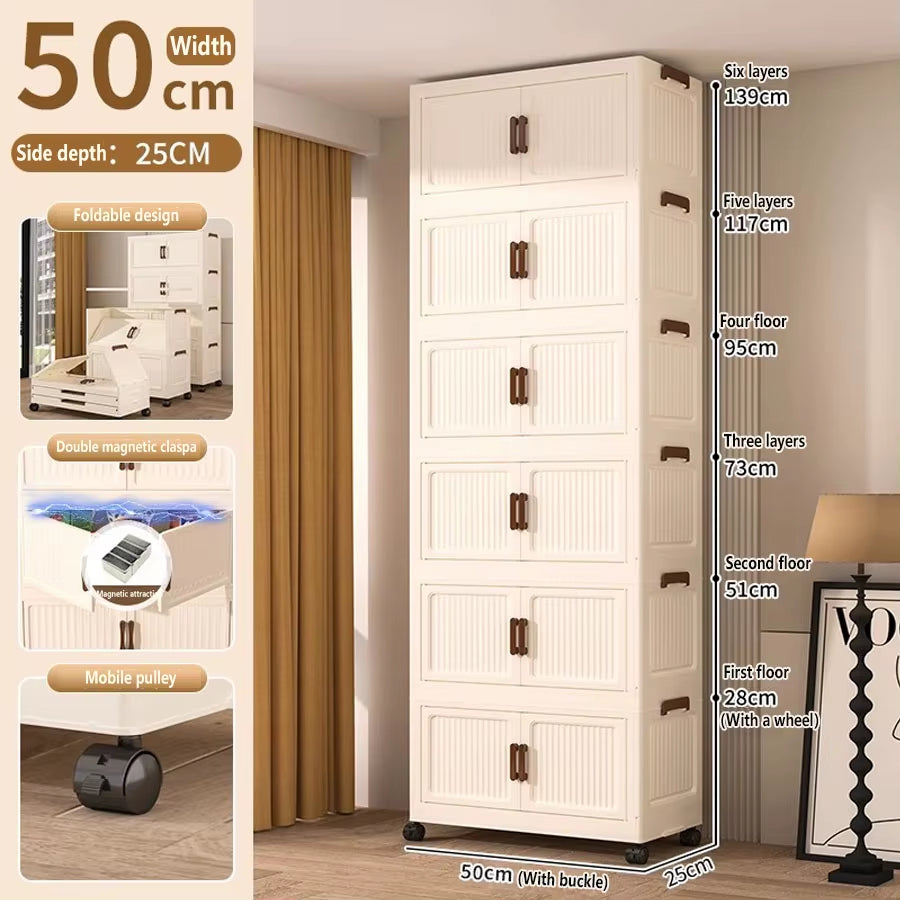 Extra Large Capacity Foldable Storage Cabinet for Household Items, Clothes, Toys, and Snacks